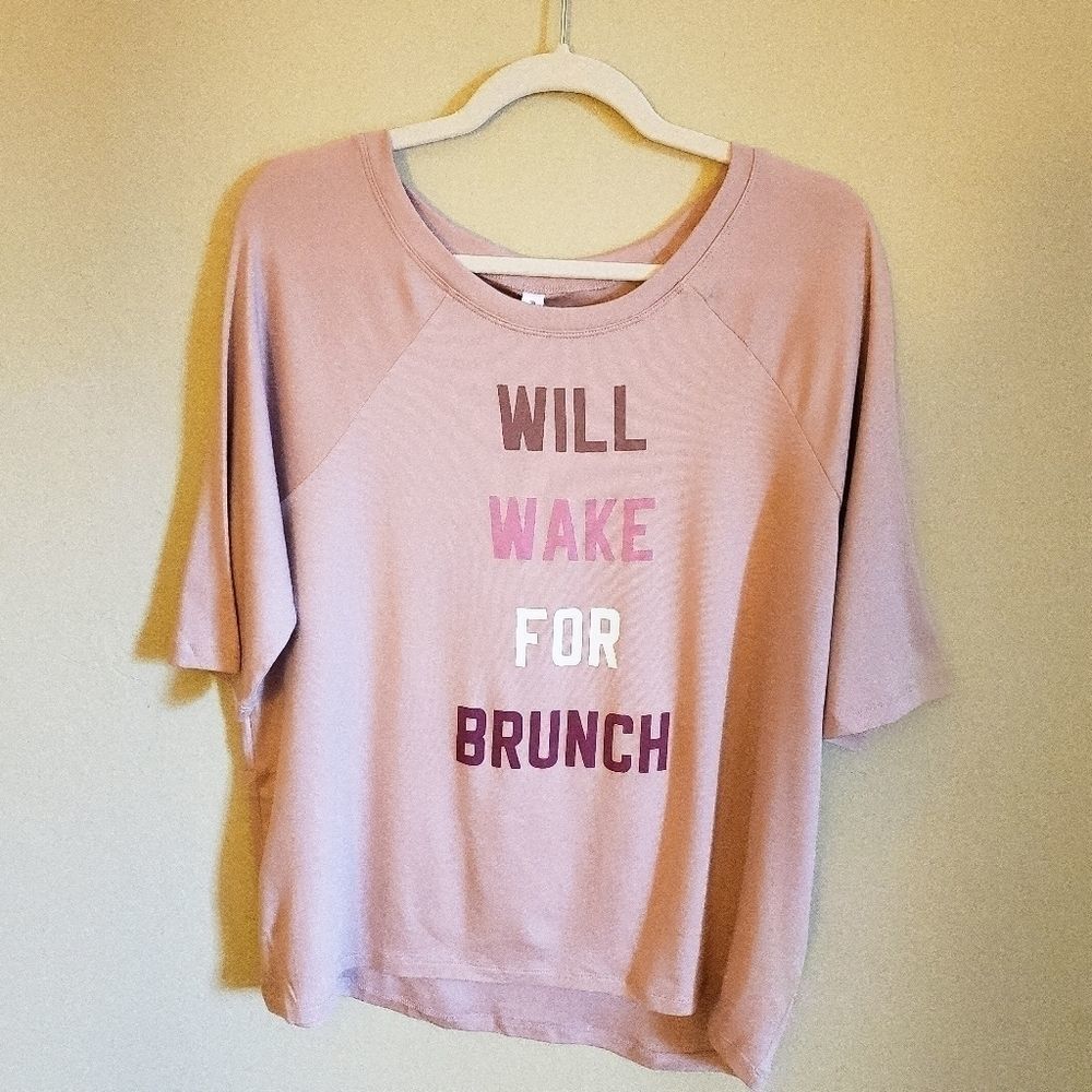 NWT FABLETICS Will Wake For Brunch Graphic Tee S